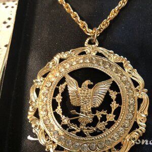 VINTAGE ROYAL GEMS EAGLE PENDANT NECKLACE